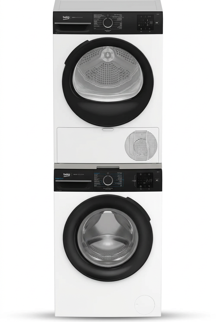 Beko WM207 und TR207 als Waschturm, illustrative Zusammenstellung