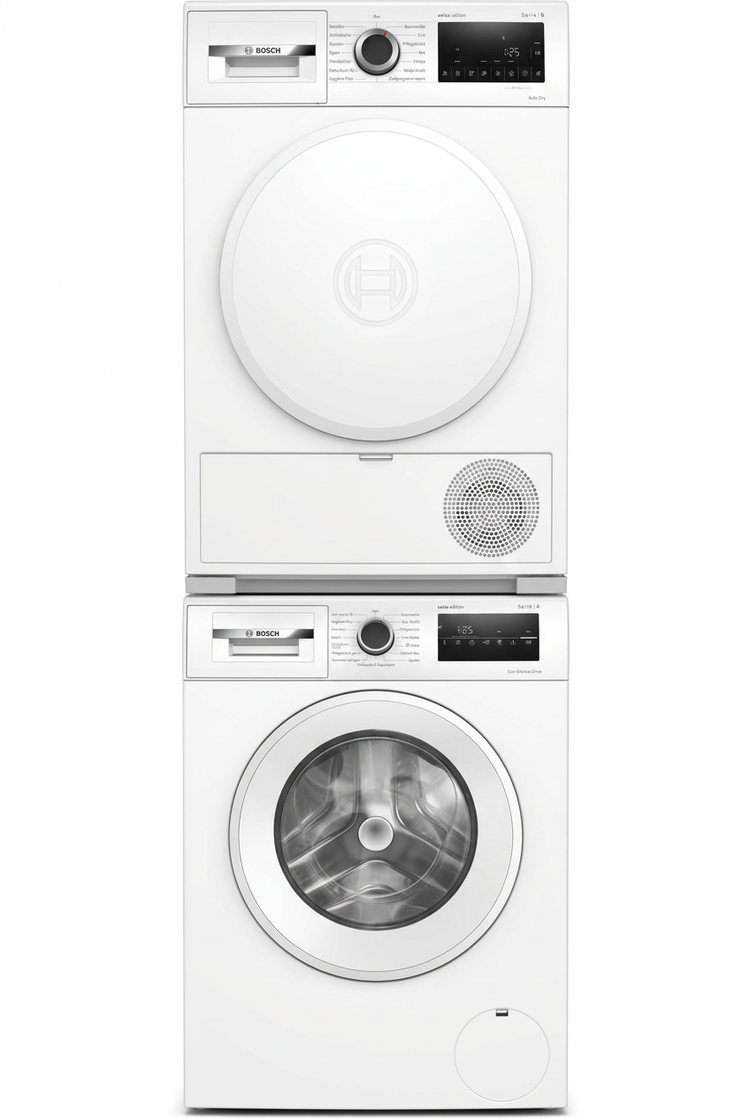 Bosch WAN28244CH und WQG233V1CH als Waschturm, illustrative Zusammenstellung